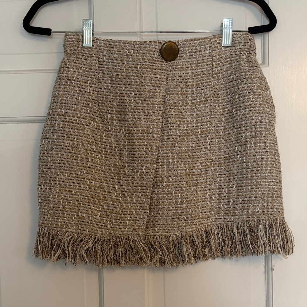Chic Tan Fringe Skirt